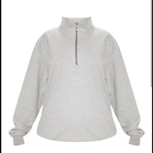 Grey Zip Front Oversized Sweater